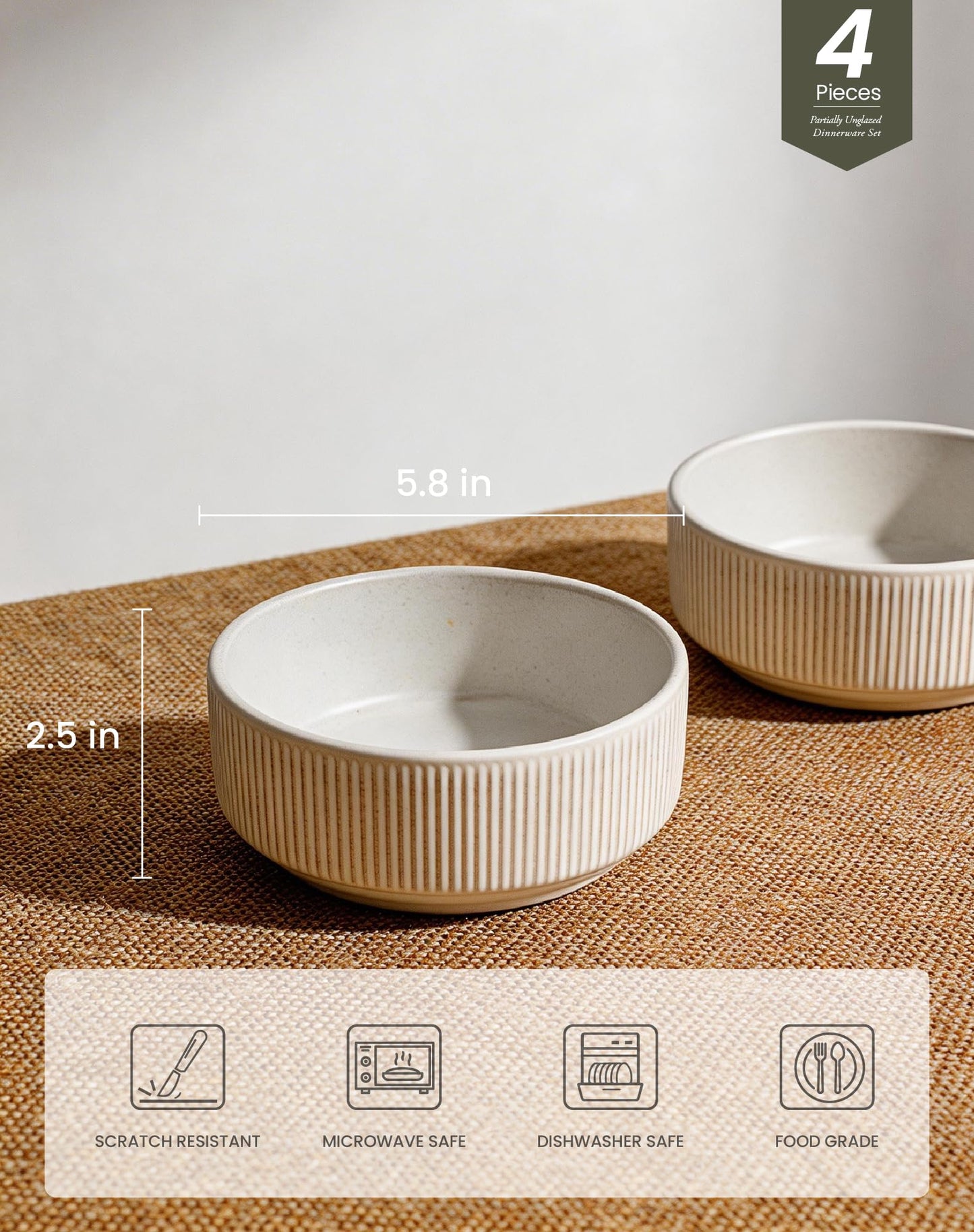 OTAGO Porcelain Bowl Set Matte Reactive 6 Inch