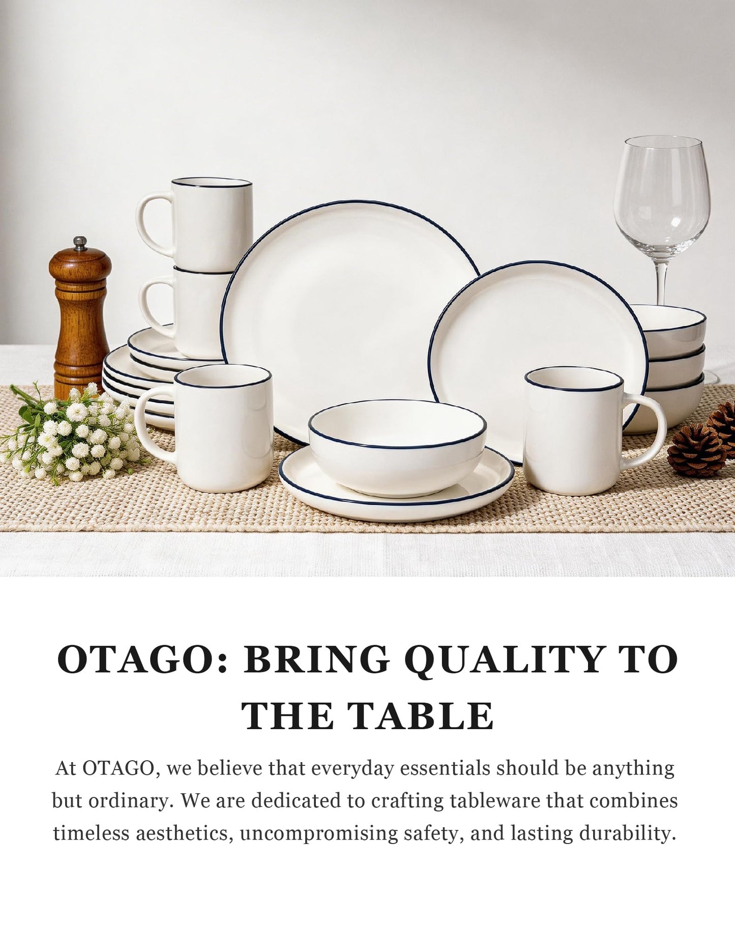 OTAGO Porcelain Cup Set with Rim