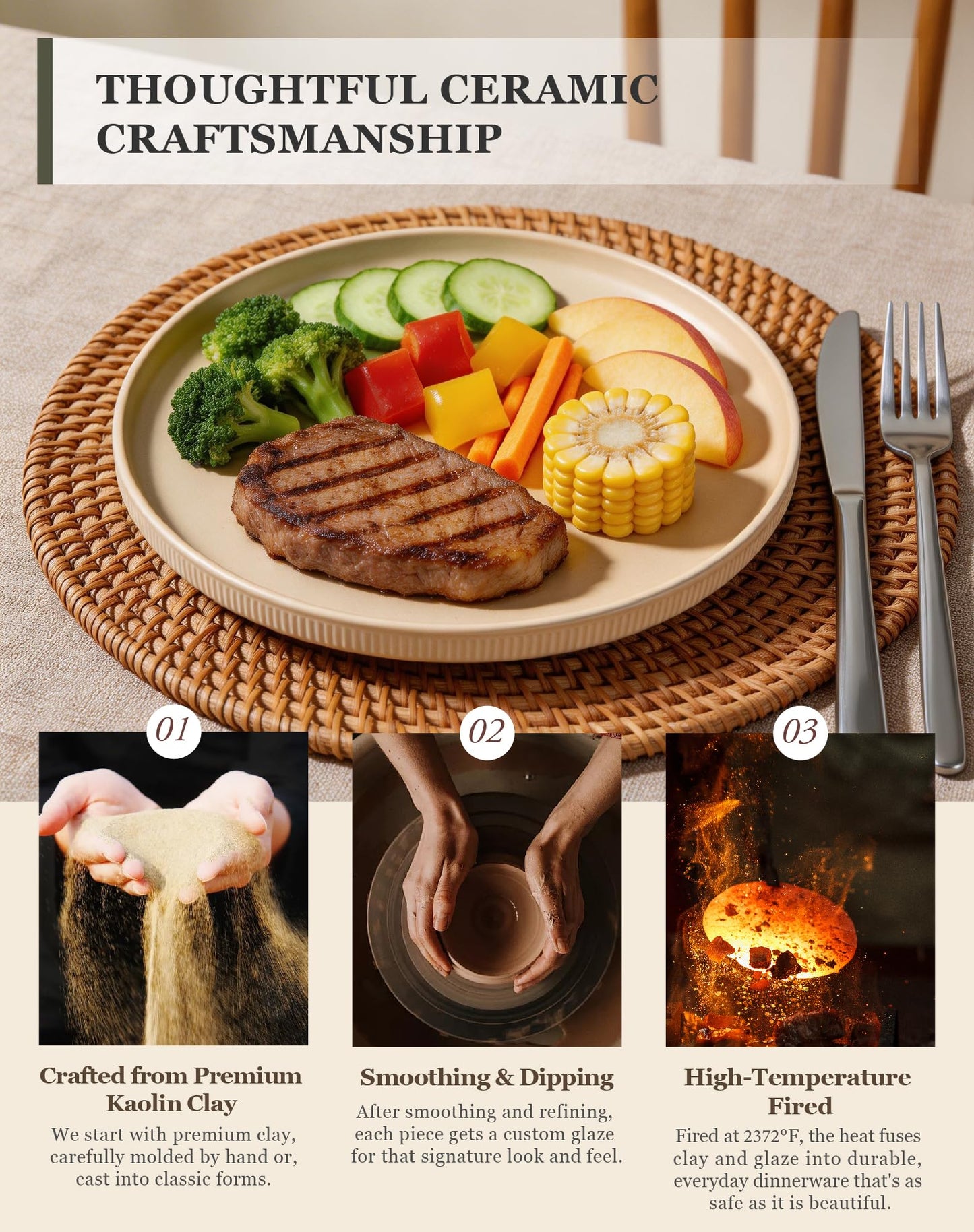 OTAGO Porcelain Plates Set Matte Reactive Black 8 Inch