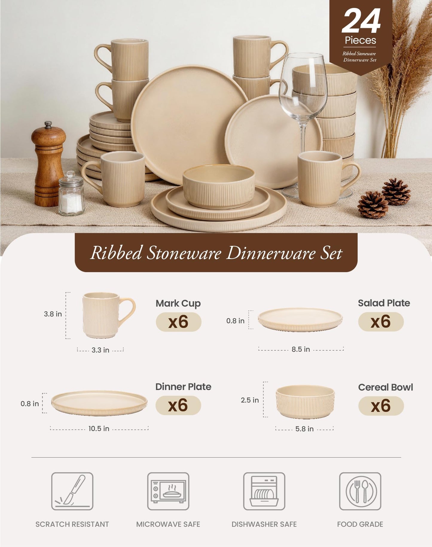 OTAGO Stoneware Dinnerware Set Matte Reactive, Microwave & Dishwasher Safe, for Kitchen, Dinner & Dining