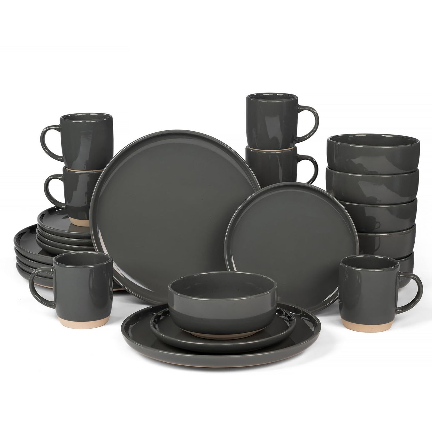 OTAGO 24-Piece Dinnerware Sets Partially Unglazed Base