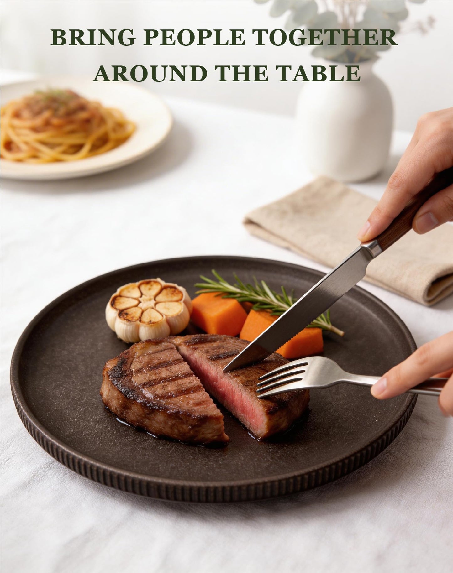 OTAGO Stoneware Dinnerware Set Matte Reactive, Microwave & Dishwasher Safe, for Kitchen, Dinner & Dining