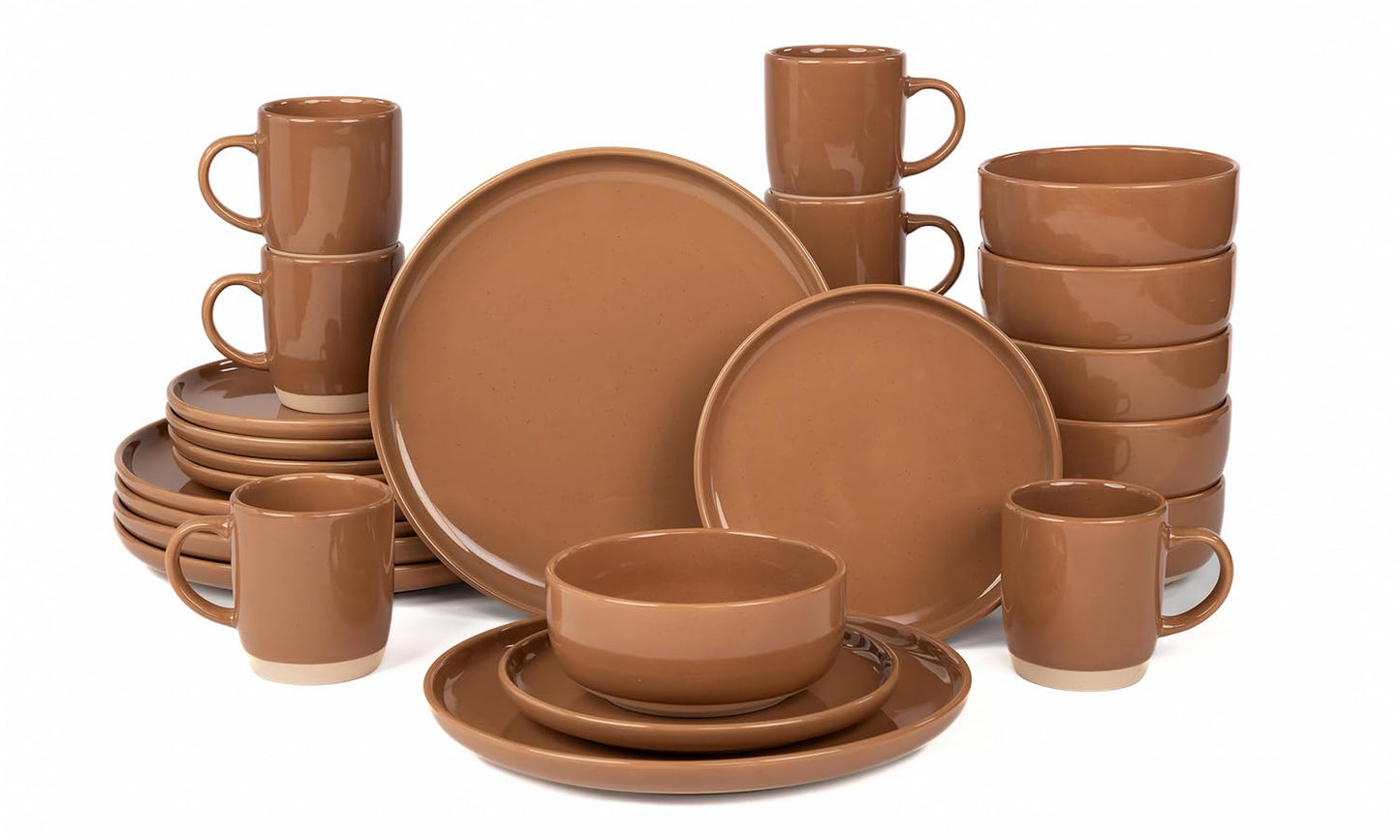 OTAGO 24-Piece Dinnerware Sets Partially Unglazed Base