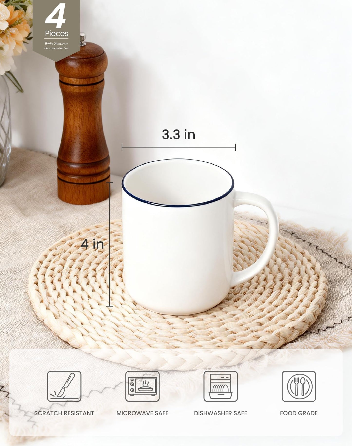 OTAGO Porcelain Cup Set with Rim