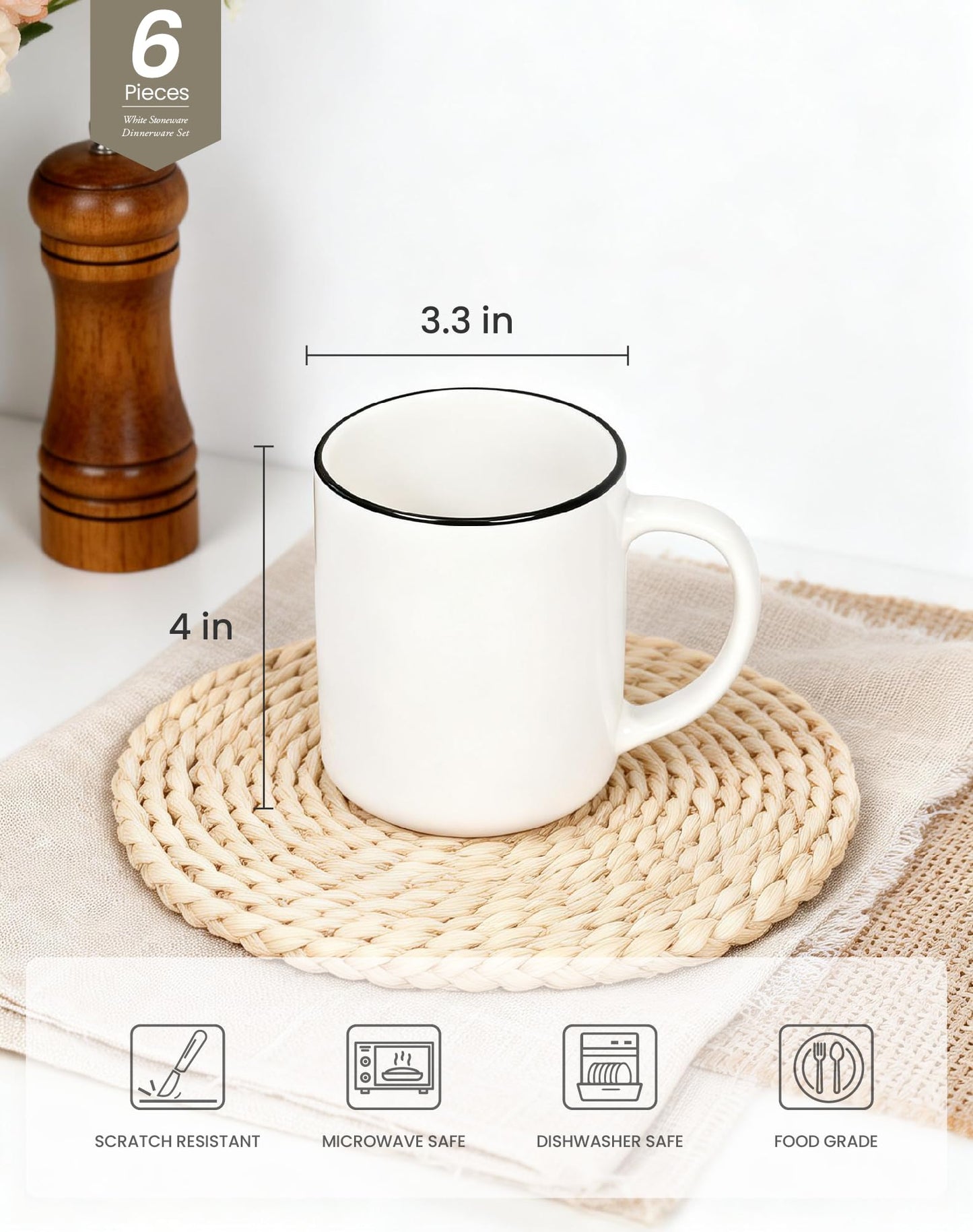 OTAGO Porcelain Cup Set with Rim