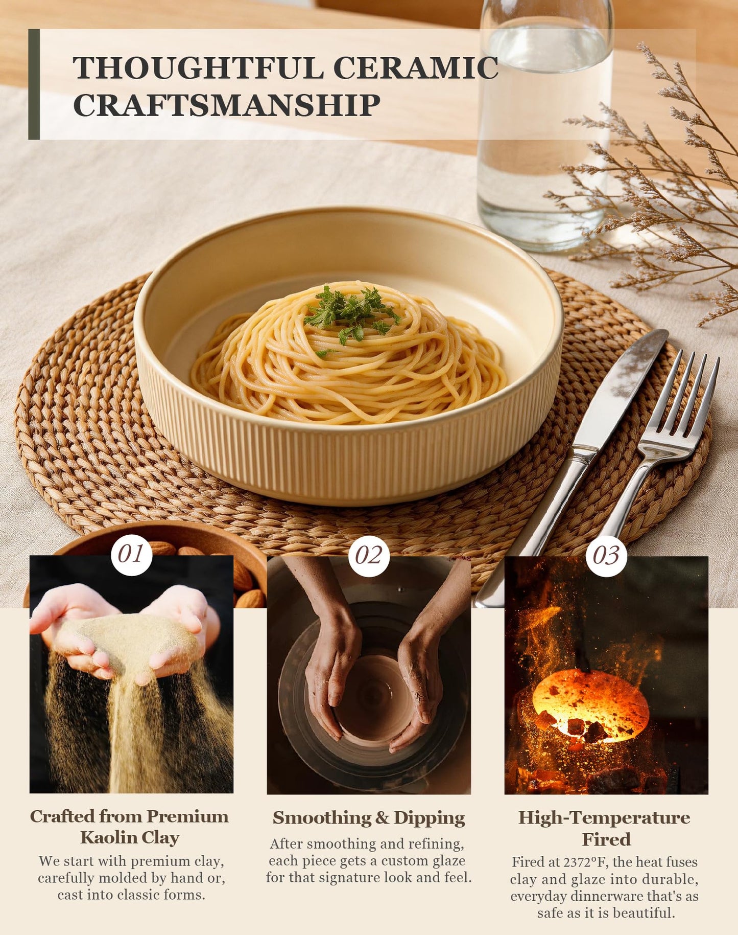 OTAGO Porcelain Large Bowl Set Matte Reactive 4 PC and 6 PC