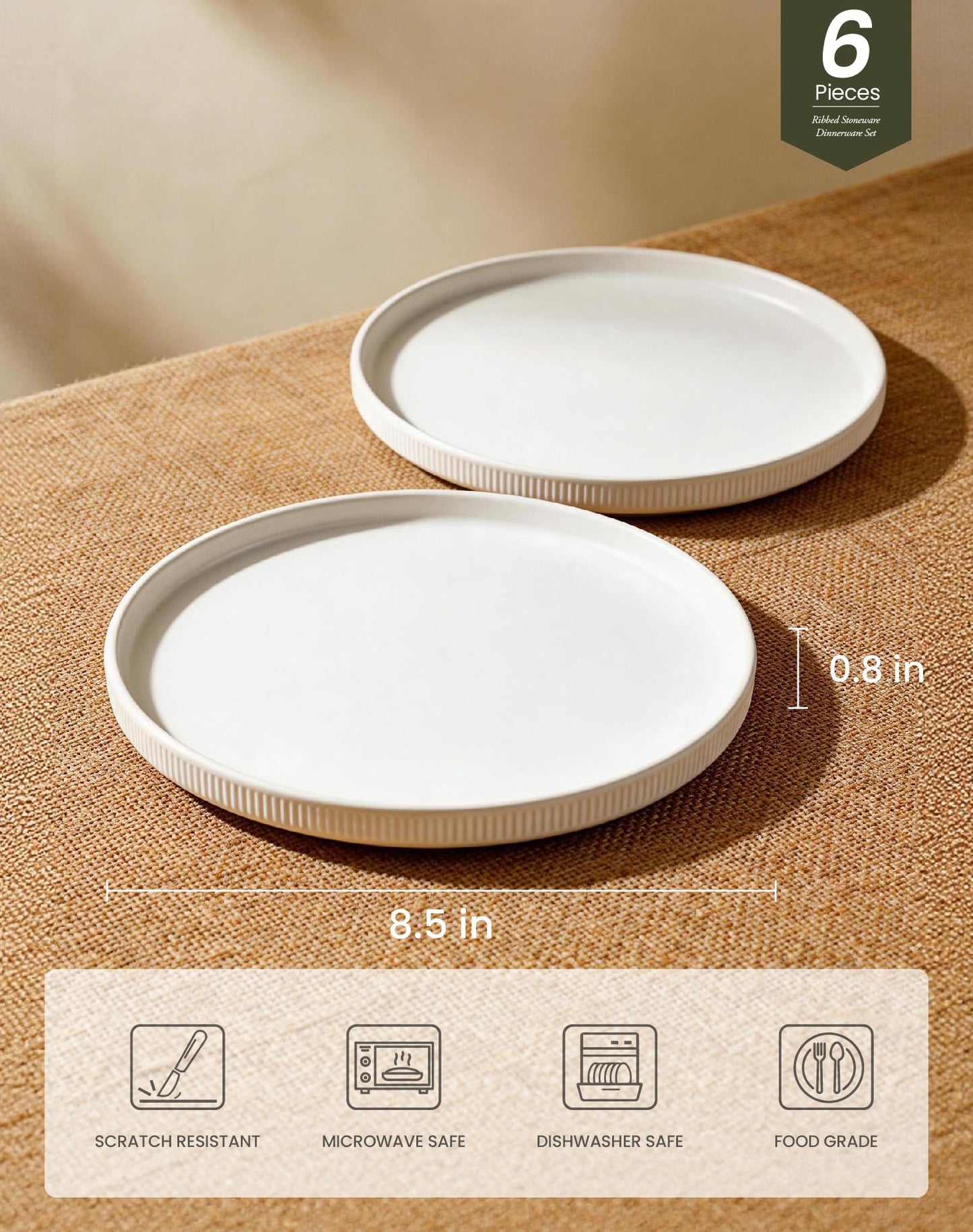 OTAGO Porcelain Plates Set Matte Reactive Black 8 Inch