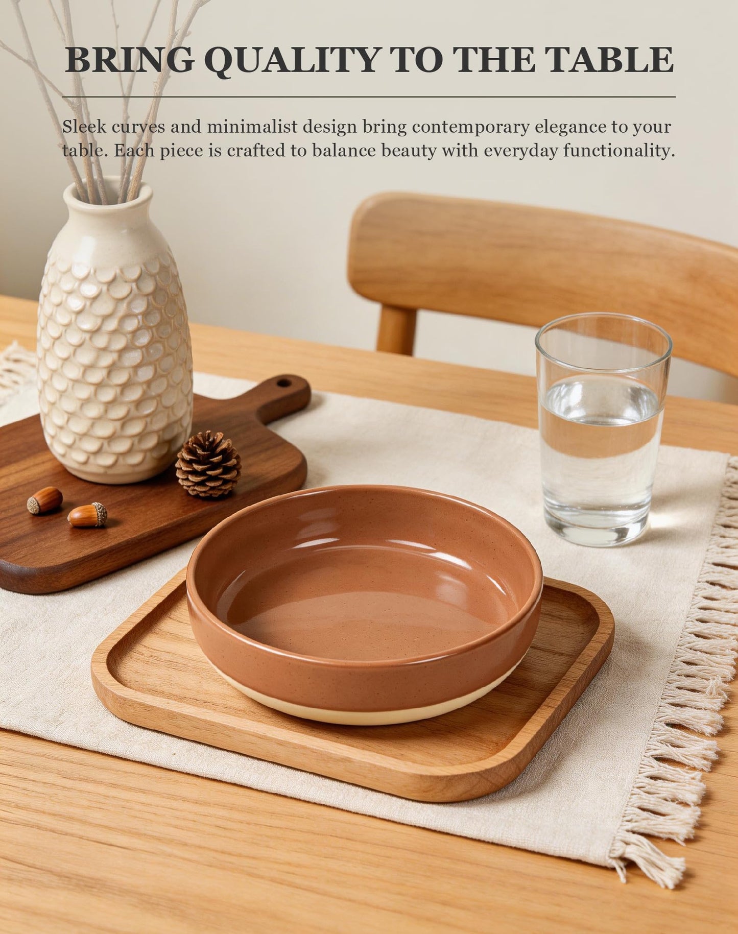 OTAGO Porcelain Bowl Set Partially Unglazed Base 8 Inch