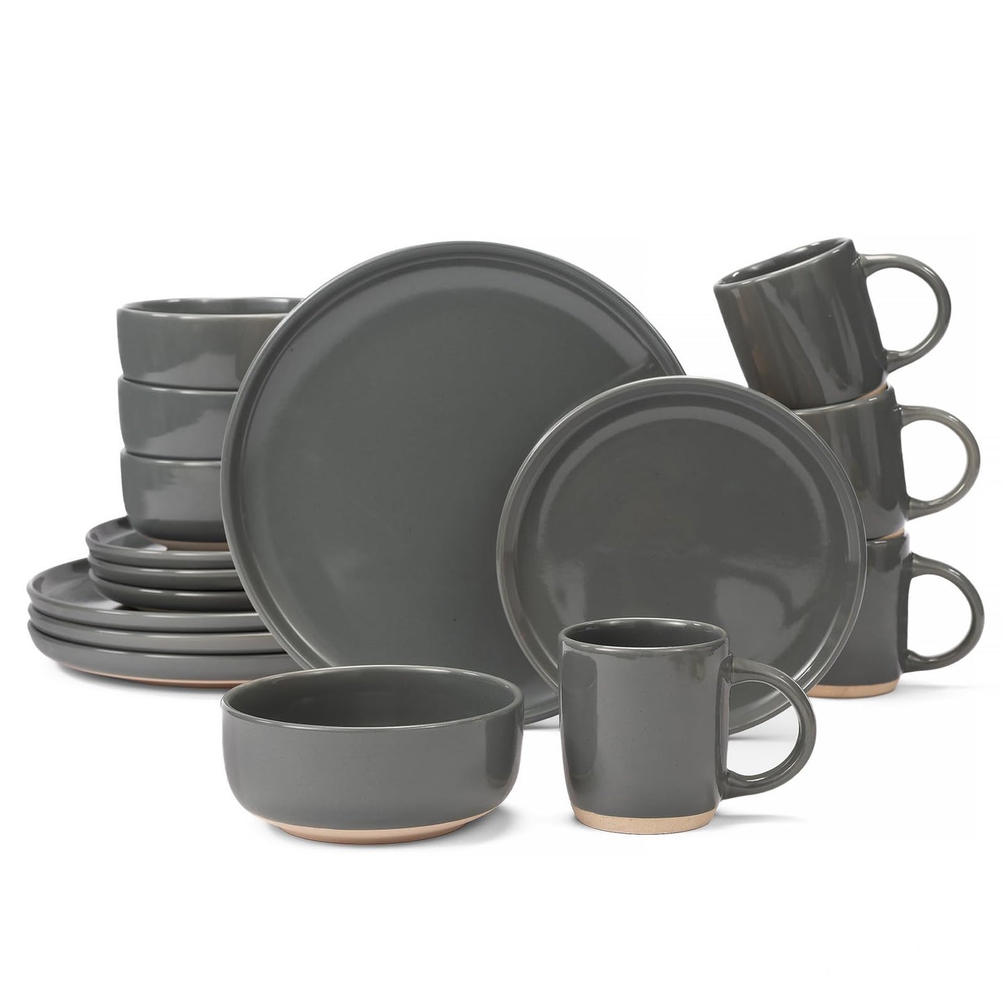 OTAGO 24-Piece Dinnerware Sets Partially Unglazed Base