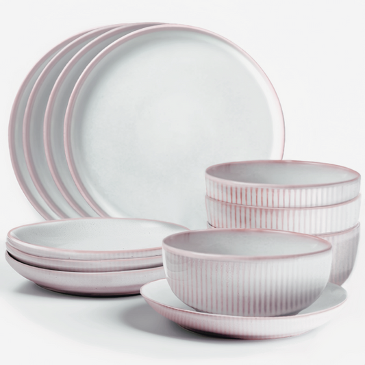 OTAGO Universe Pink 66-piece Dinnerware Set, Service for 12