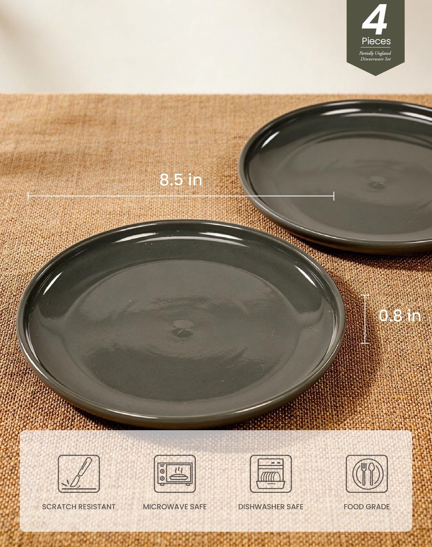 OTAGO Porcelain Medium Plates Set Partially Unglazed 4 PC and 6 PC
