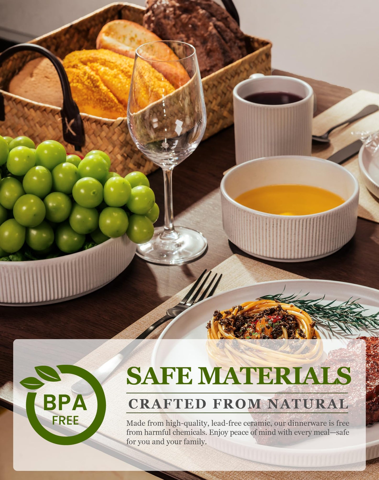 OTAGO Stoneware Dinnerware Set Matte Reactive, Microwave & Dishwasher Safe, for Kitchen, Dinner & Dining