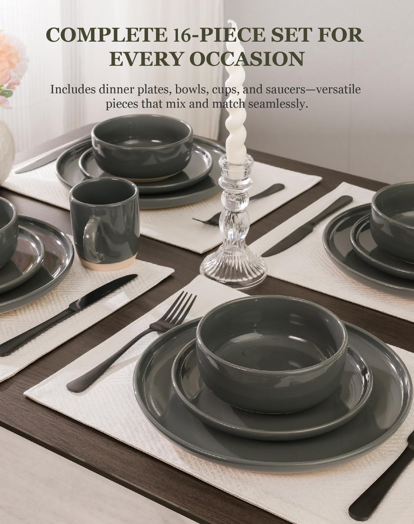 OTAGO 24-Piece Dinnerware Sets Partially Unglazed Base