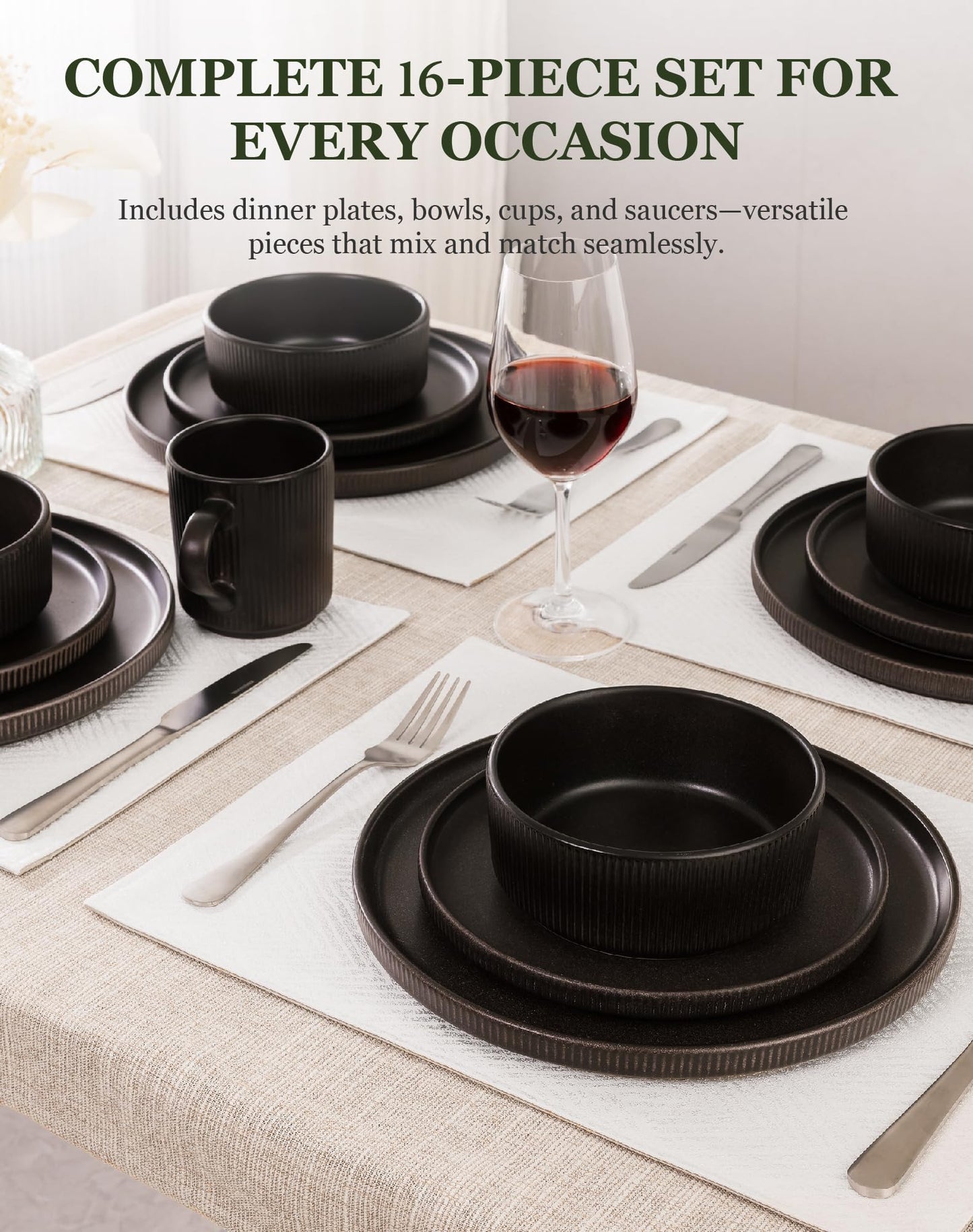 OTAGO Stoneware Dinnerware Set Matte Reactive, Microwave & Dishwasher Safe, for Kitchen, Dinner & Dining